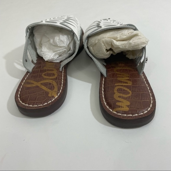 NWOT SAM EDELMAN Keelyn Harauche Mule leather white size 7 mule slip on - Picture 5 of 9